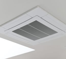 Ceiling air conditioner modern ventilation white panel indoor climate control energy efficient clean lines contemporary interior cooling system office home comfort